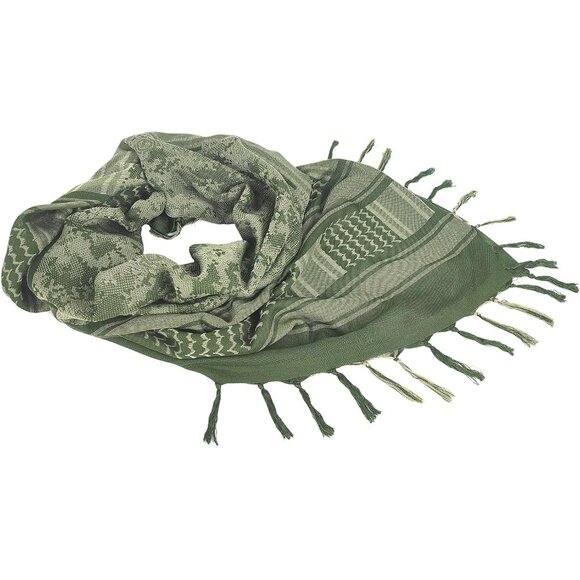 Men's Green Camo Military Shemagh Tactical Desert Cotton Keffiyeh Scarf Wrap - Picture 2 of 7